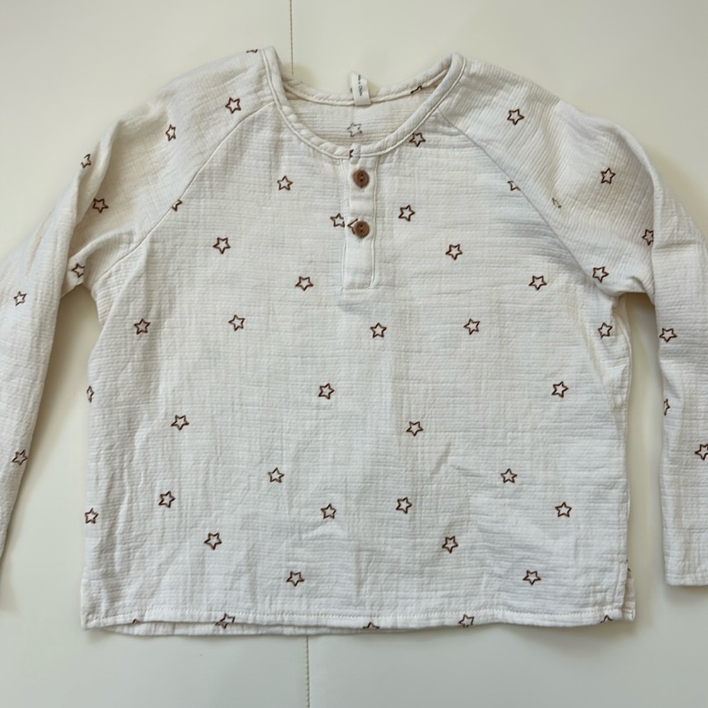 Quincy Mae Cream Star Print Shirt